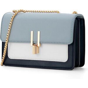 Women Blue Imported Faux Leather Twist Lock Crossbody Designer Shoulder Handbags